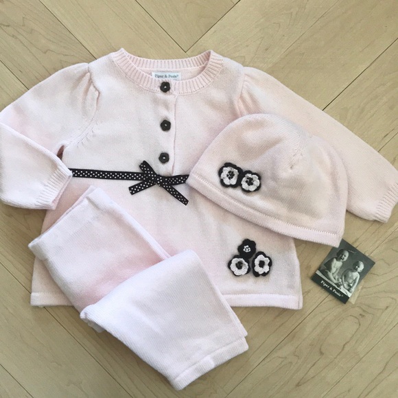 Piper and Posie 3 Piece Baby Pink Sweater Set - Picture 1 of 7